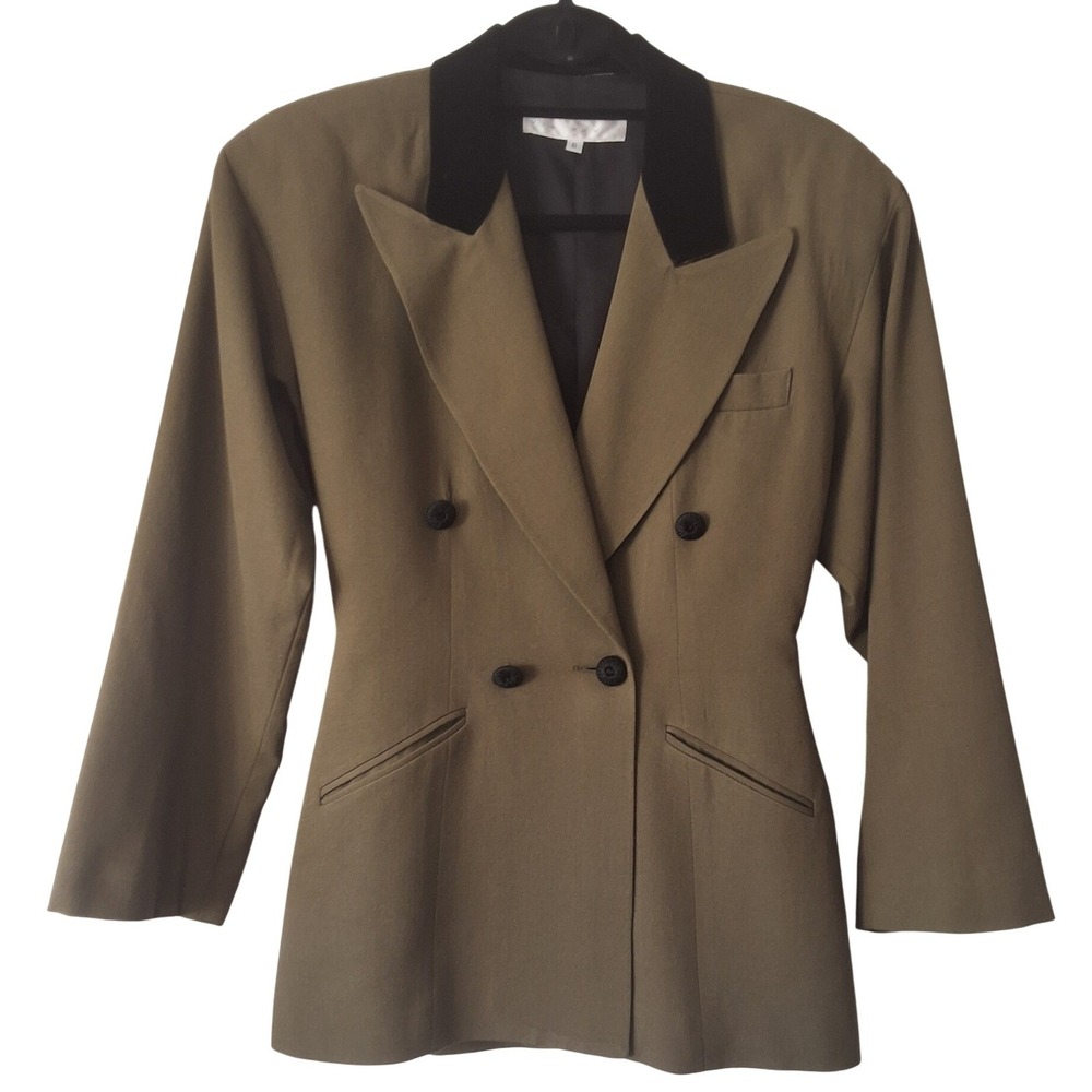 VIA XXII Women‎ 6 Wool & Velvet Fitted Blazer Office Vintage Eclectic Grandpa